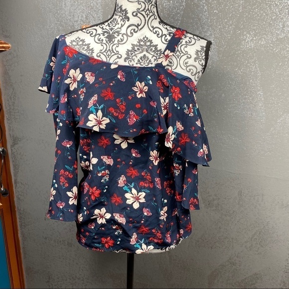 Rachel Zoe One Shoulder ruffle Floral Pullover Top - Picture 3 of 10